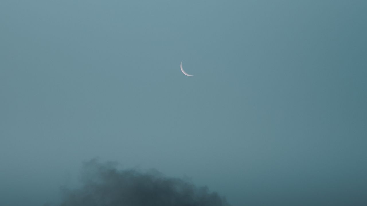 Wallpaper moon, cloud, sky, gray
