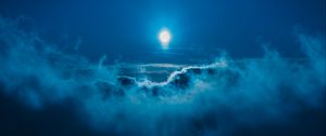 Preview wallpaper moon, clouds, blue, light, sky
