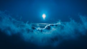 Preview wallpaper moon, clouds, blue, light, sky