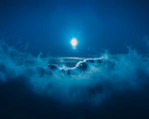 Preview wallpaper moon, clouds, blue, light, sky