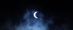 Preview wallpaper moon, clouds, dark, sky, night