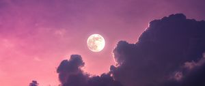 Preview wallpaper moon, clouds, dusk, sunset