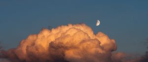 Preview wallpaper moon, clouds, evening, sky