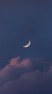 Preview wallpaper moon, clouds, evening, dusk