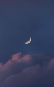 Preview wallpaper moon, clouds, evening, dusk