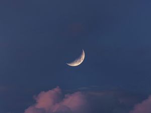 Preview wallpaper moon, clouds, evening, dusk