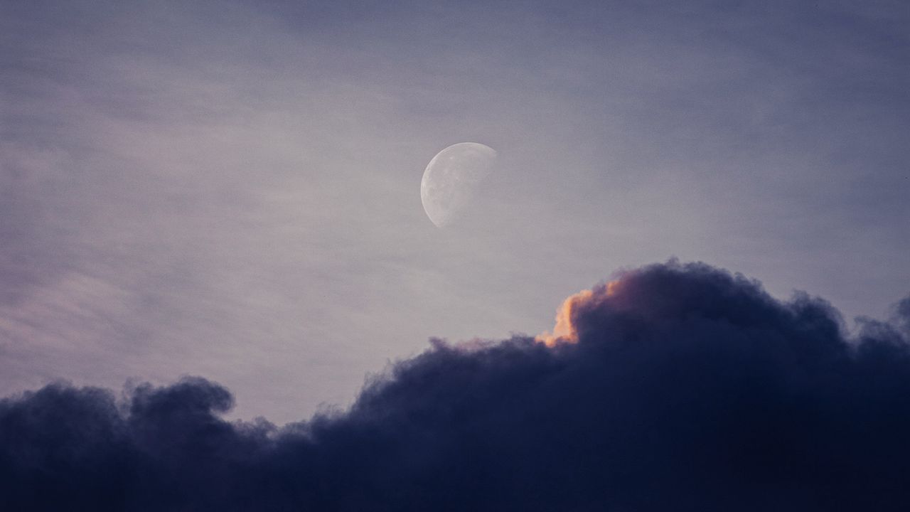 Wallpaper moon, clouds, evening, sky, fullmoon