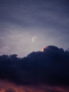 Preview wallpaper moon, clouds, evening, sky, fullmoon