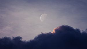 Preview wallpaper moon, clouds, evening, sky, fullmoon