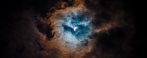 Preview wallpaper moon, clouds, light, sky, night, dark