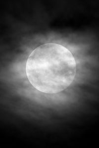Preview wallpaper moon, clouds, night, sky, fog, bw