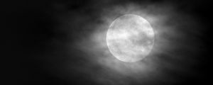 Preview wallpaper moon, clouds, night, sky, fog, bw