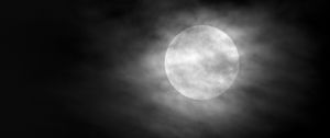 Preview wallpaper moon, clouds, night, sky, fog, bw
