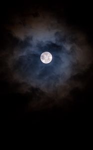 Preview wallpaper moon, clouds, night, dark, moonlight