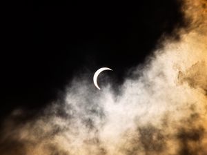 Preview wallpaper moon, clouds, night, black