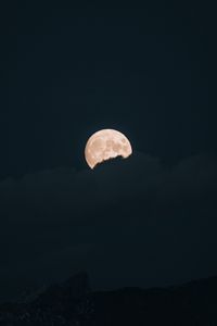 Preview wallpaper moon, clouds, night, full moon, dark
