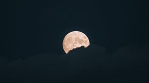 Preview wallpaper moon, clouds, night, full moon, dark