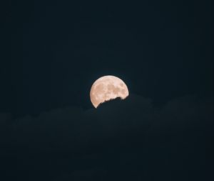 Preview wallpaper moon, clouds, night, full moon, dark