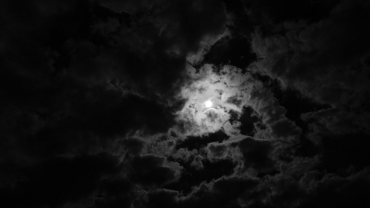 Wallpaper moon, clouds, night, bw