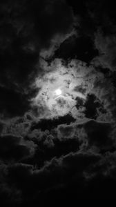 Preview wallpaper moon, clouds, night, bw
