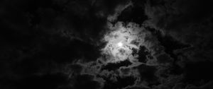 Preview wallpaper moon, clouds, night, bw