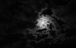 Preview wallpaper moon, clouds, night, bw
