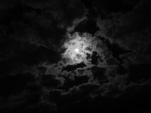 Preview wallpaper moon, clouds, night, bw