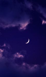 Preview wallpaper moon, clouds, night, stars, purple