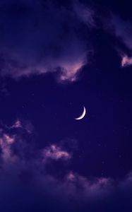 Preview wallpaper moon, clouds, night, stars, purple