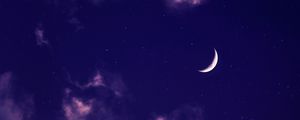 Preview wallpaper moon, clouds, night, stars, purple