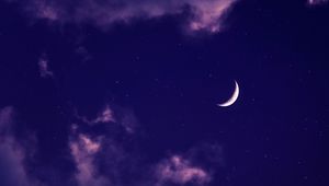 Preview wallpaper moon, clouds, night, stars, purple