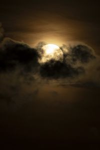 Preview wallpaper moon, clouds, night, darkness