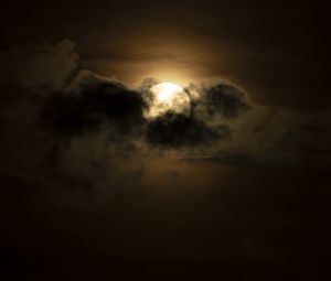 Preview wallpaper moon, clouds, night, darkness