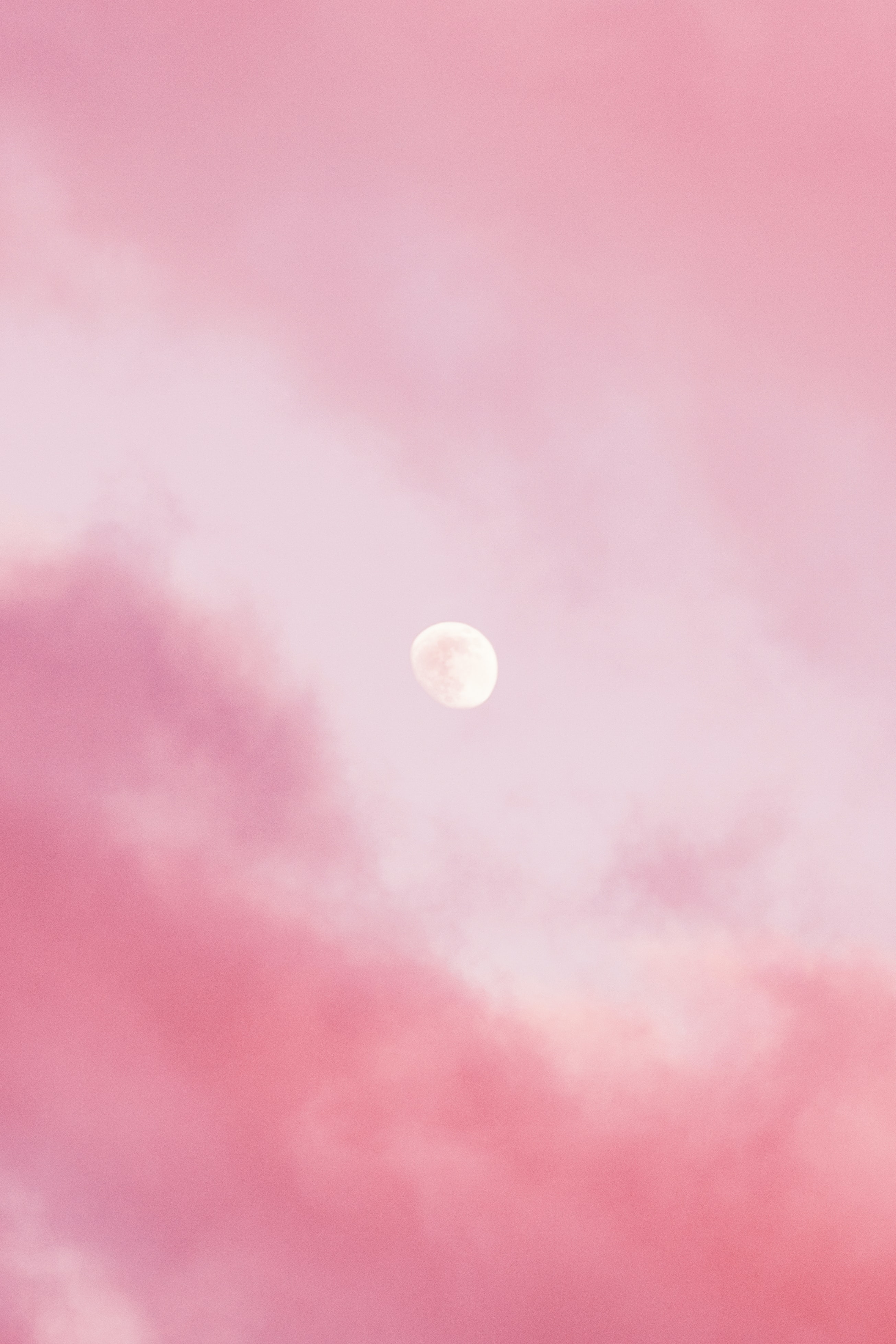 Wallpaper Pink Clouds Moon Sky  Download Wallpapers 2023