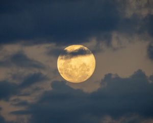 Preview wallpaper moon, clouds, sky, light, night, dark
