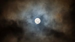 Preview wallpaper moon, clouds, sky, dark, night