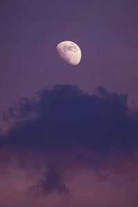 Preview wallpaper moon, clouds, sky, purple