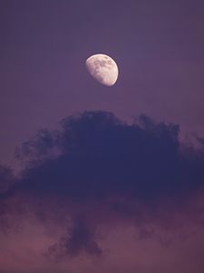 Preview wallpaper moon, clouds, sky, purple