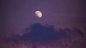 Preview wallpaper moon, clouds, sky, purple
