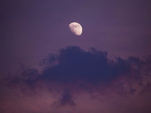 Preview wallpaper moon, clouds, sky, purple