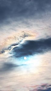 Preview wallpaper moon, clouds, sky, evening