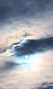 Preview wallpaper moon, clouds, sky, evening