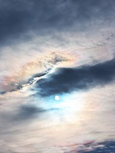 Preview wallpaper moon, clouds, sky, evening