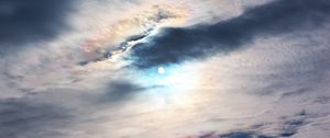 Preview wallpaper moon, clouds, sky, evening