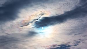 Preview wallpaper moon, clouds, sky, evening