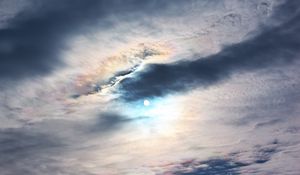 Preview wallpaper moon, clouds, sky, evening