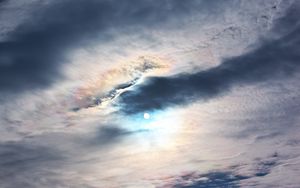 Preview wallpaper moon, clouds, sky, evening