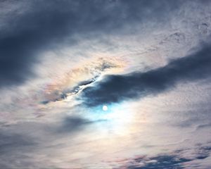 Preview wallpaper moon, clouds, sky, evening