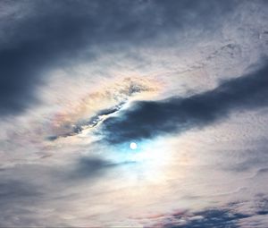 Preview wallpaper moon, clouds, sky, evening