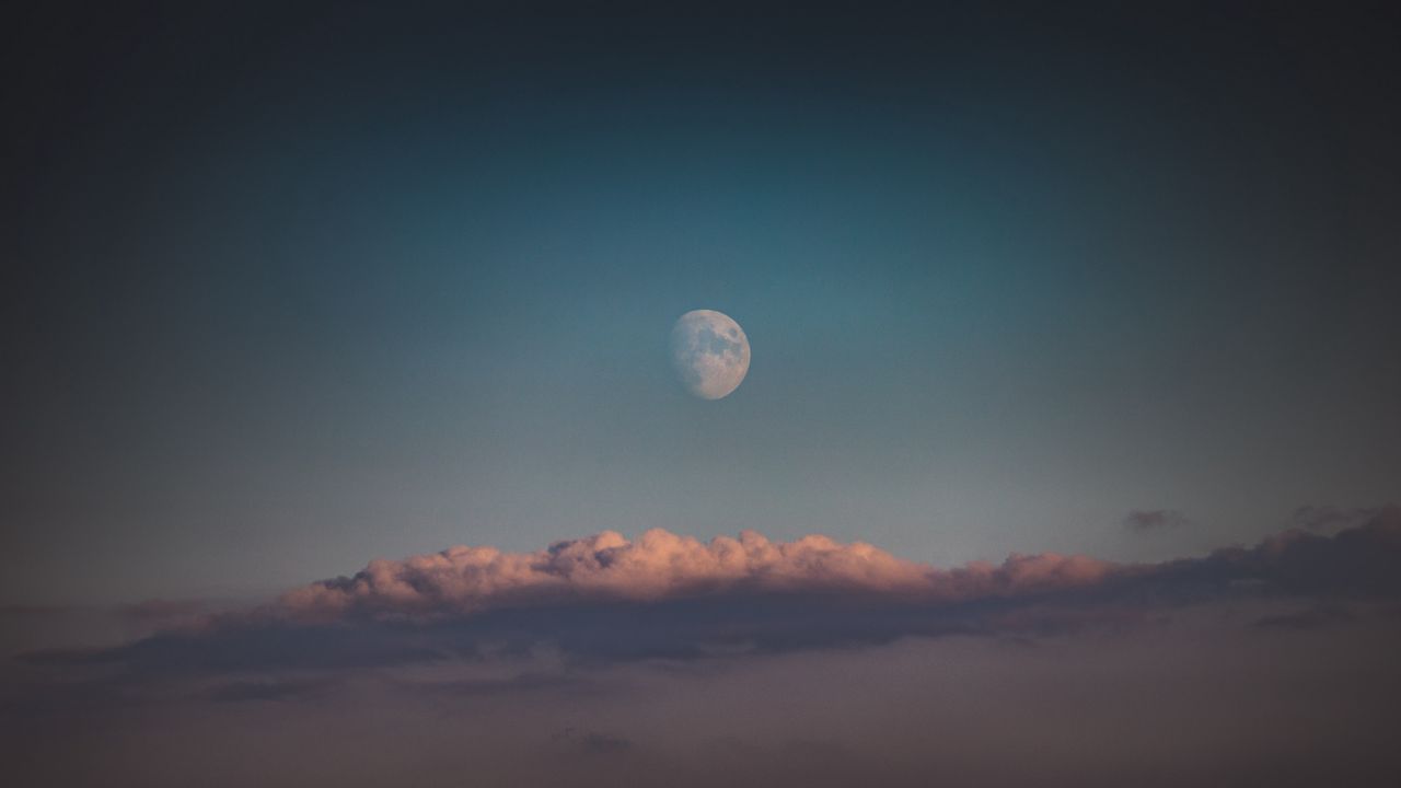 Wallpaper moon, clouds, sky, evening, dusk